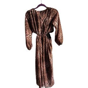 Ranna Gill Anthropologie Cut Out Leopard Print Midi Dress Size XS NWT Animal